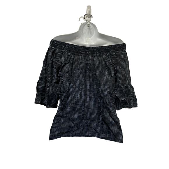 PrAna Chryssa Black blue off the shoulder Blouse Top Size S - Picture 2 of 7
